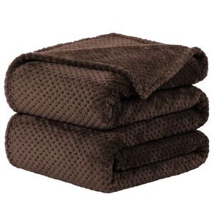 Luxury Fleece Bed Blanket Woven Mesh Chocolate 70"x78"